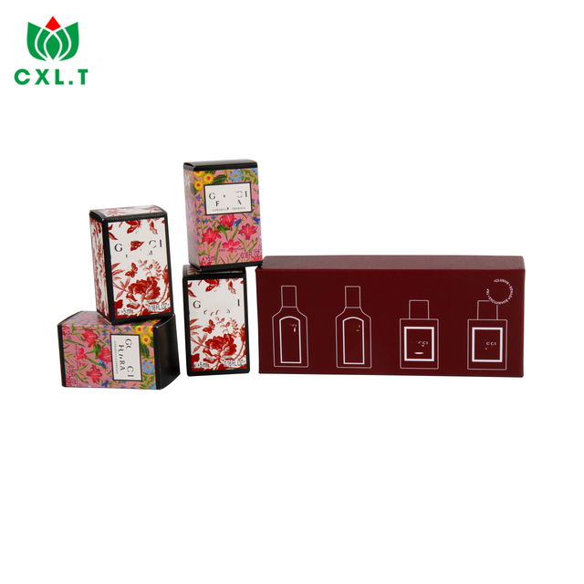 طباعة الأزهار قرمزي زهرة مخصص ماكياج التعبئة والتغليف صندوق بطاقة العطر